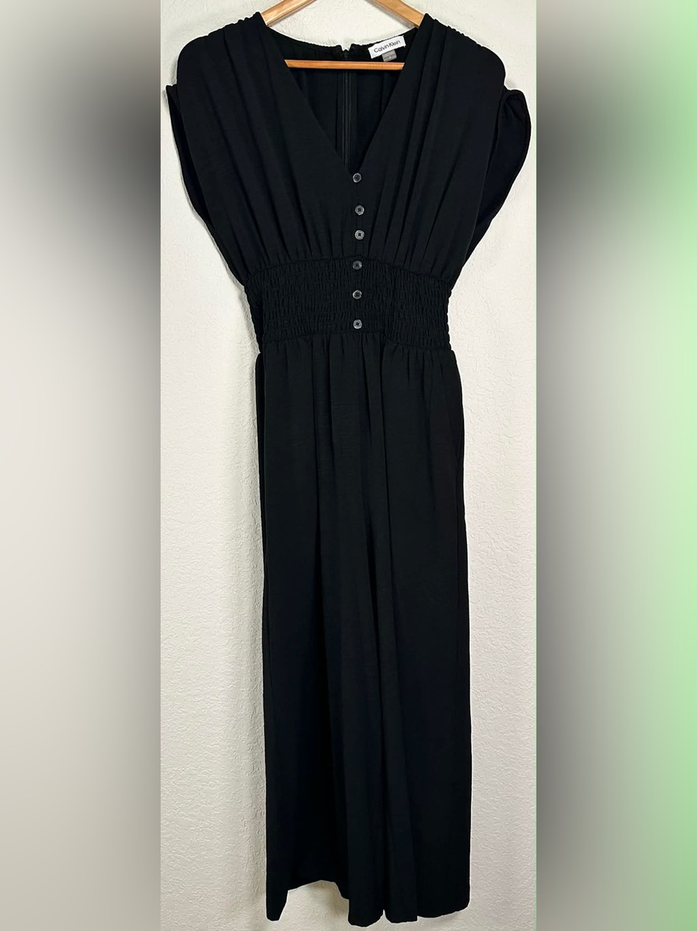 Calvin Klein Black Jumpsuit with Smocked Waist